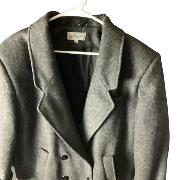 Glenbrooke Women's Pure New Wool Coat 14 Gray Long Tailored Double Breasted - Picture 11 of 16